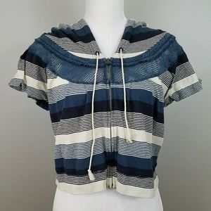 Free People Cropped Hooded Zip Up Sweatshirt NWT